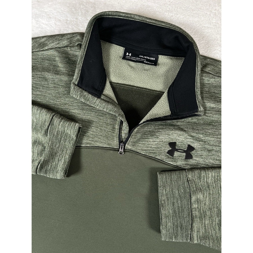 Under Armour 1286334 Green‎ 1/4 Zip Fleece Lined Pullover Sweater Men's Sz XXL